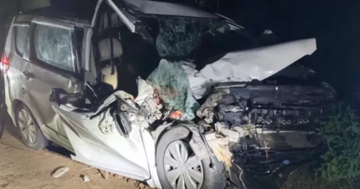 car and lorry collide in bapatla district four dead